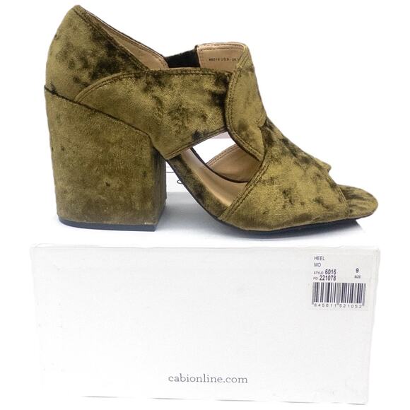 Cabi 6016 Velvet Moss Green Interlock Block Heels Women's Size 9 - Picture 3 of 9